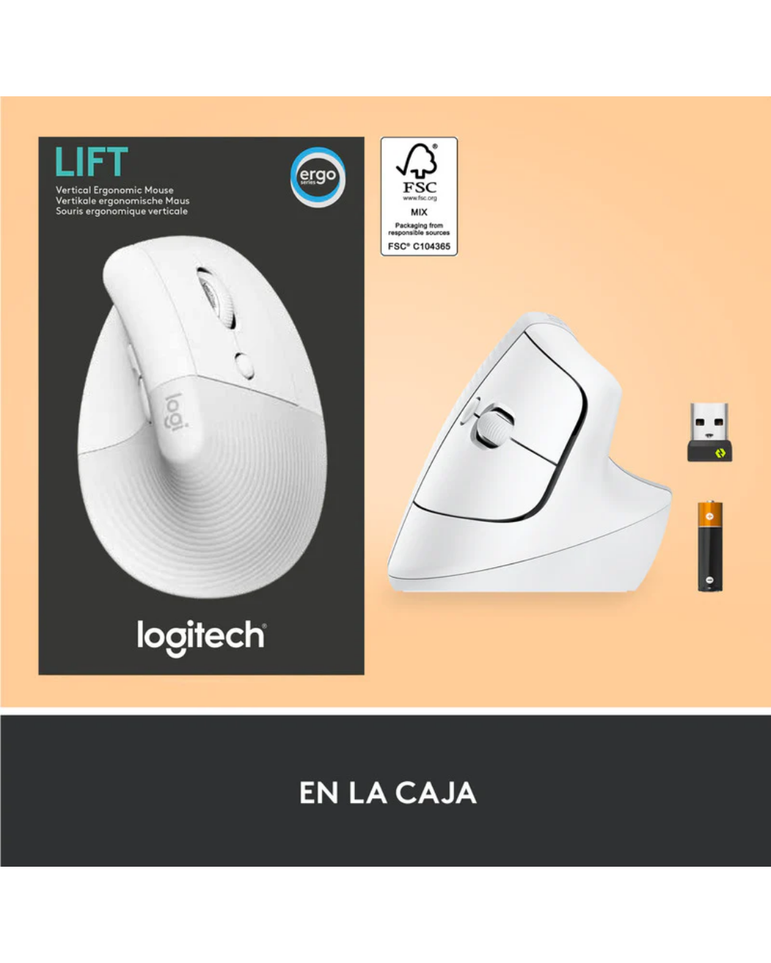 Mouse Logitech Lift Vertical Ergonómico Inalámbrico Bluetooth White