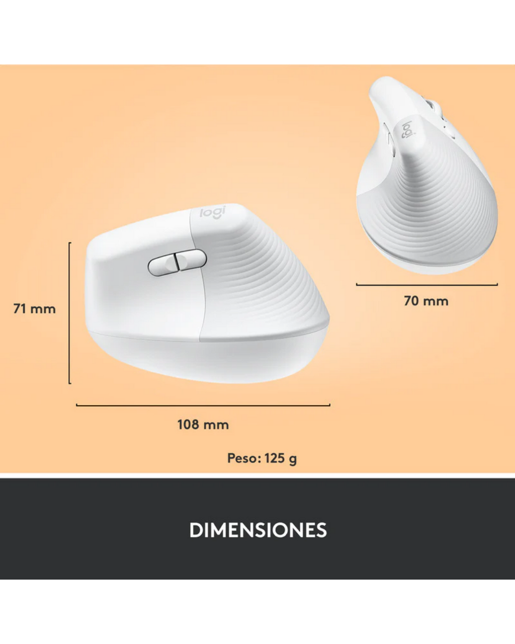 Mouse Logitech Lift Vertical Ergonómico Inalámbrico Bluetooth White
