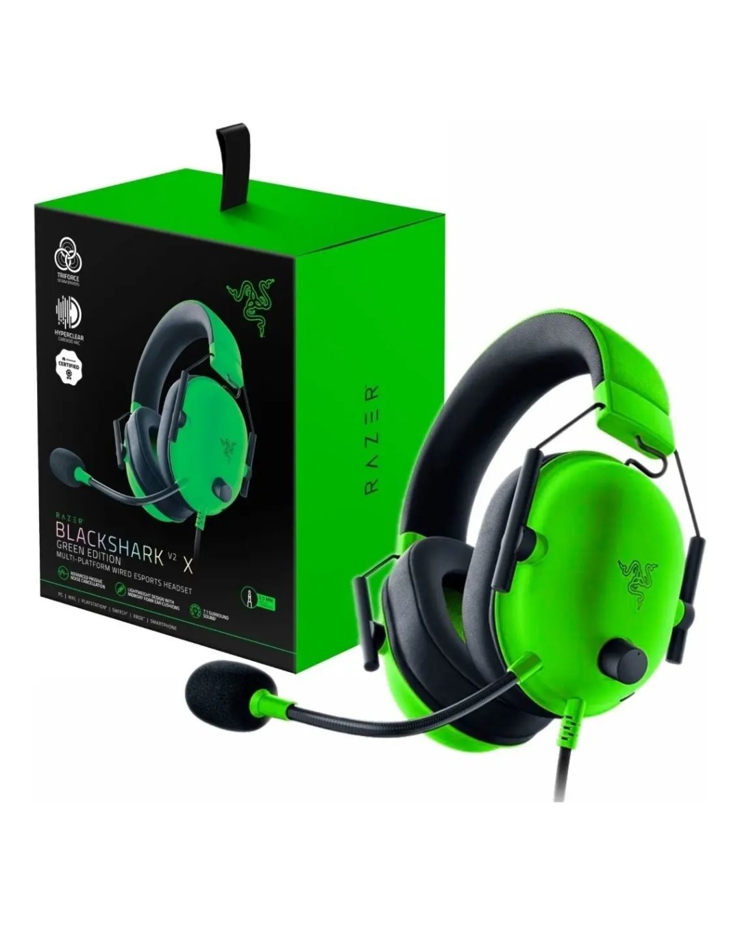 Audífonos Gamer Razer BlackShark V2 X Verde Alambricos 7.1 Esports