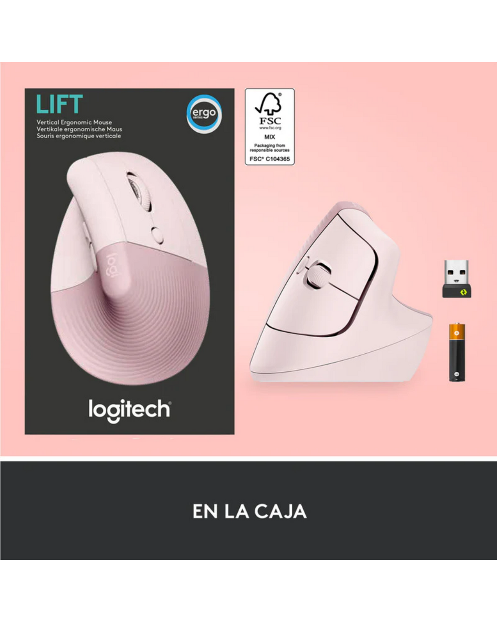 Mouse Logitech Lift Vertical Ergonómico Inalámbrico Bluetooth Pink