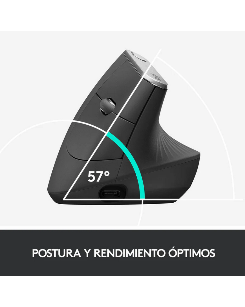 Mouse Logitech MX Vertical Ergonómico Inalámbrico Bluetooth Recargable Grafito