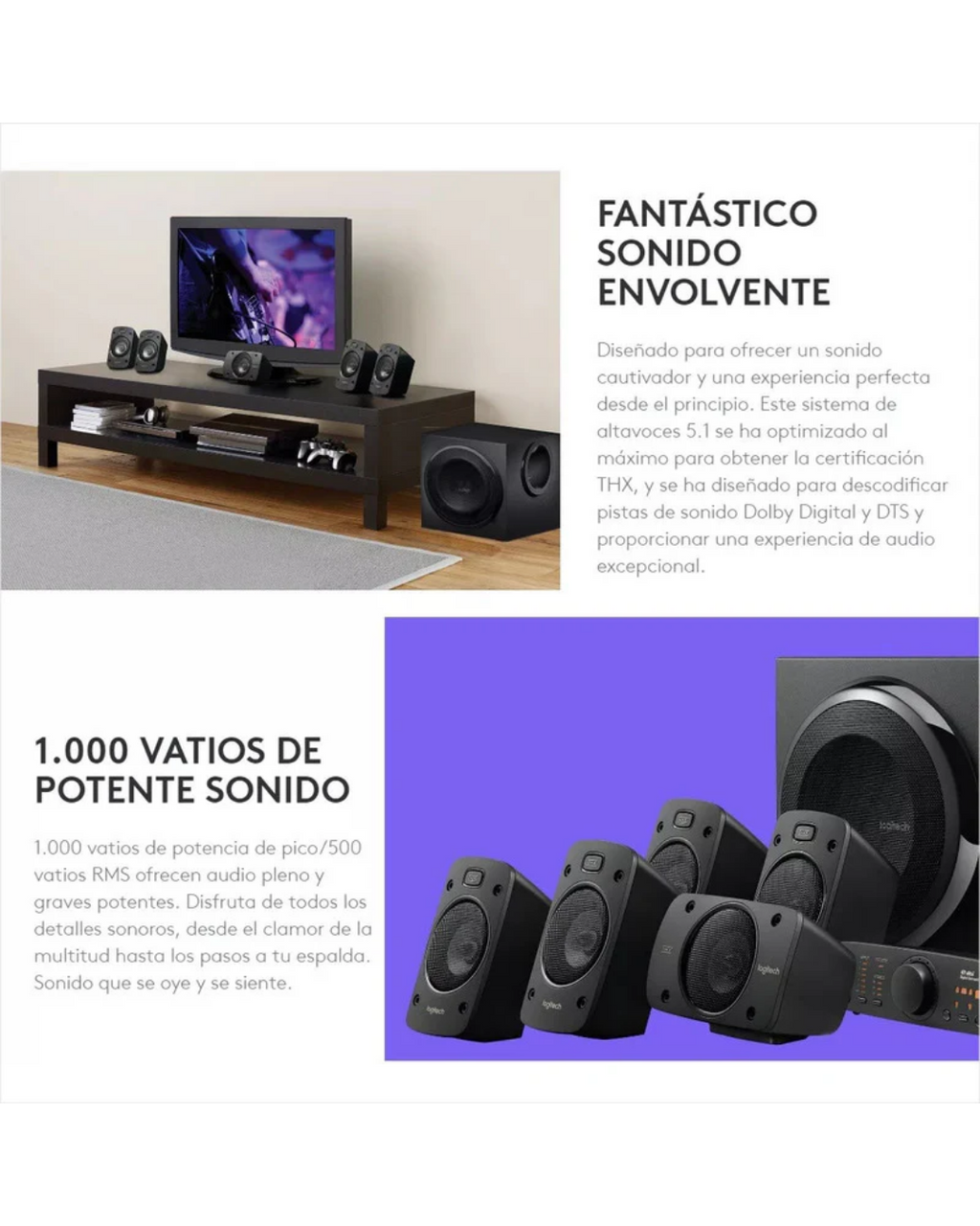 Parlantes Logitech Z906 5.1 THX Surround 1000W Home Theater