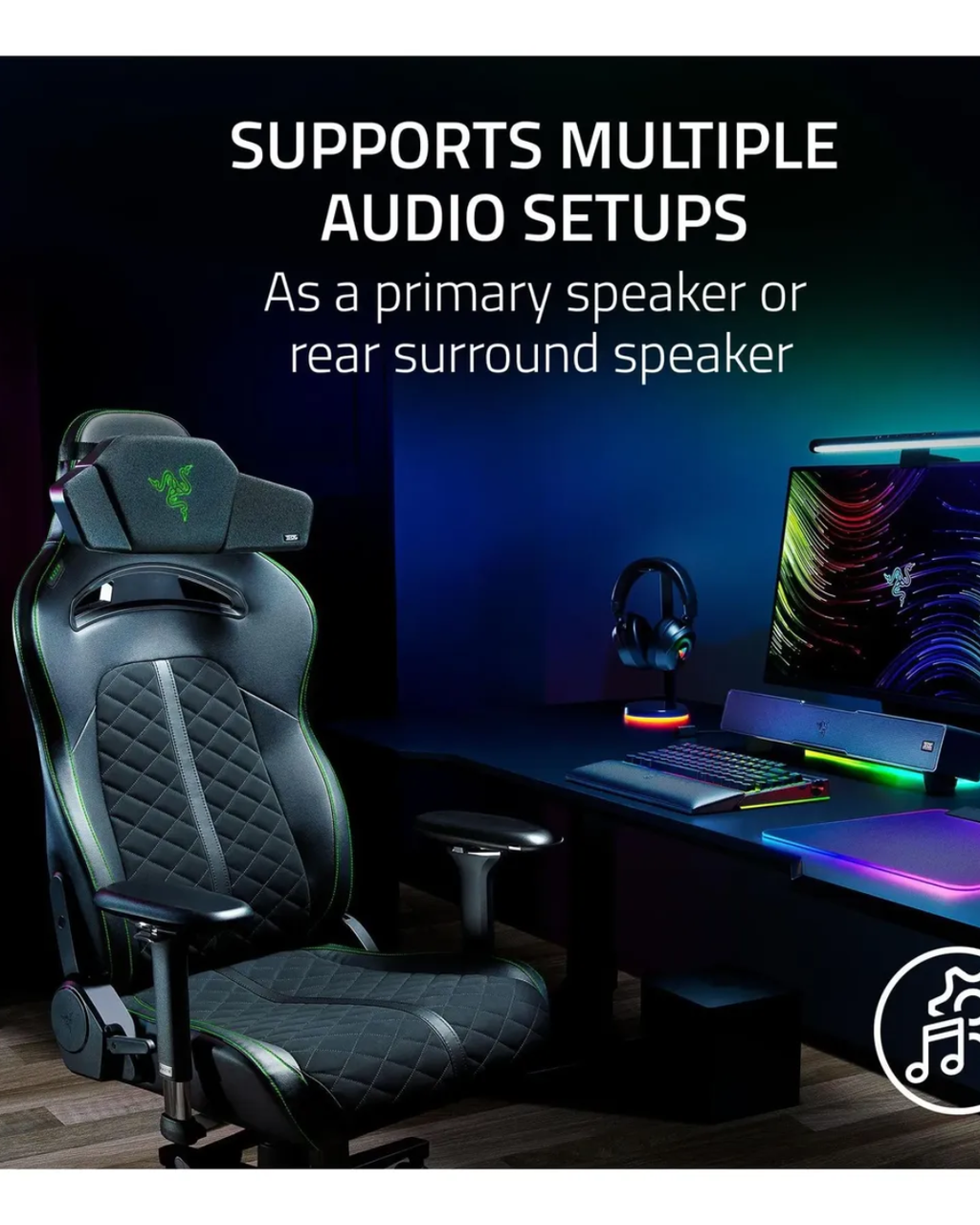 Cojín Parlante Razer Clio | Inalámbrico con Sonido THX® Spatial Audio
