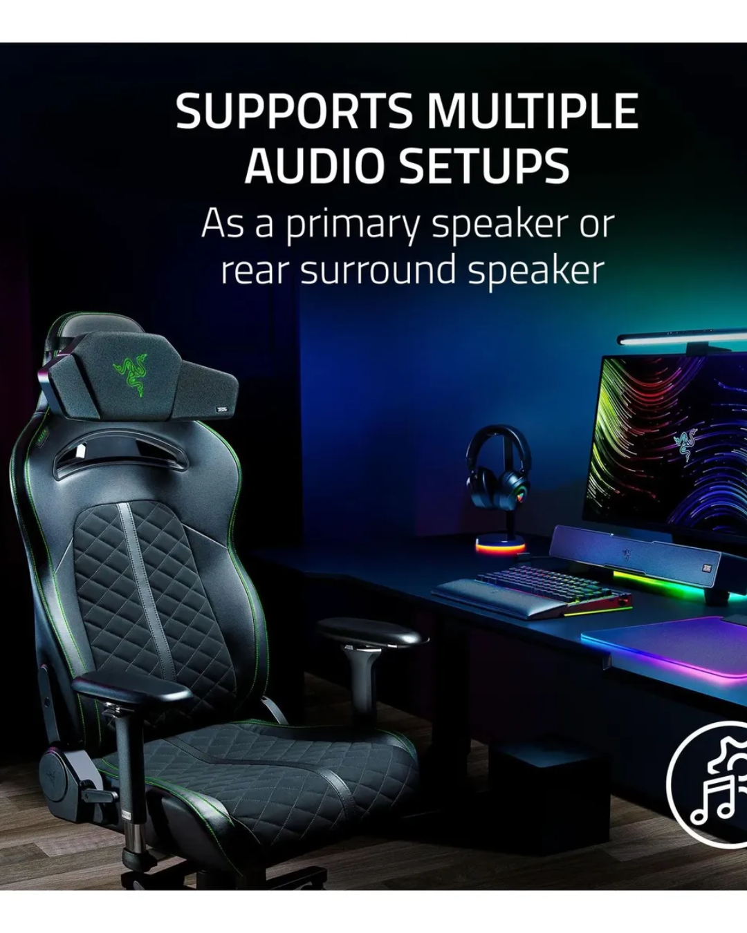 Cojín Parlante Razer Clio | Inalámbrico con Sonido THX® Spatial Audio