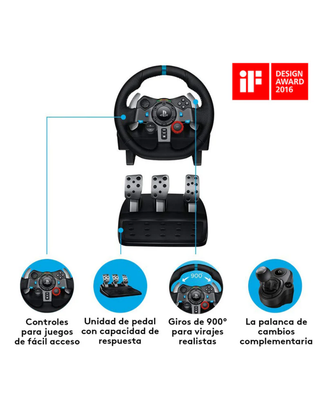 Timón Logitech G29 Driving Force para PS3 PS4 PC Negro con Pedales