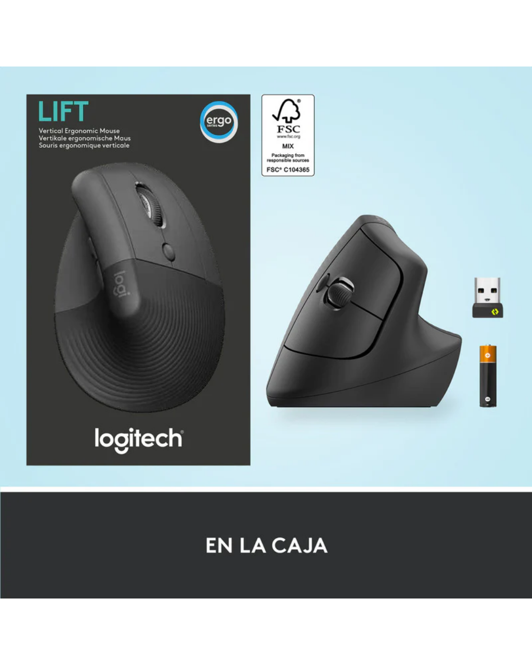 Mouse Logitech Lift Vertical Ergonómico Inalámbrico Bluetooth Grafito