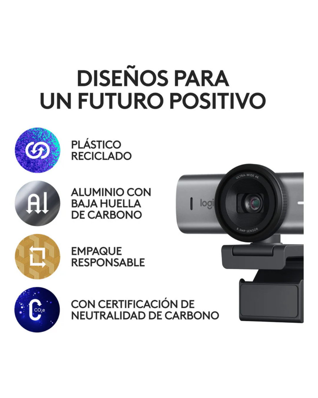 Cámara Web Logitech MX Brio 4K Ultra HD USB-C Grafito