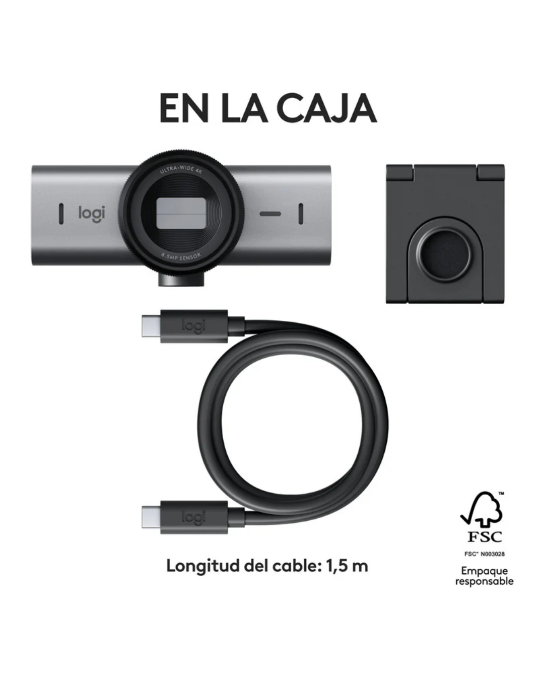 Cámara Web Logitech MX Brio 4K Ultra HD USB-C Grafito